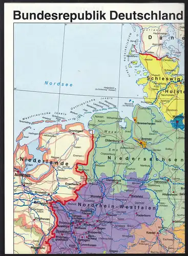 Politische Landkarte, Die Bundesländer der BRD, 1990