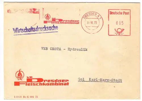 AFS, VE Dresdner Fleischkombinat, o Dresden A 1, 31.10.73