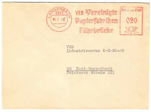 AFS, VEB Vereinigte Papierfabriken Fährbrücke, o Langenbach, 9513, 2.1.58