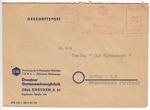 AFS, Dresdner Gartenwerkzeugfabrik, o (10a) Dresden A21, 21.12.51