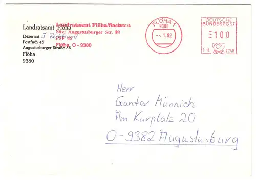 AFS, Landratsamt Flöha / Sachsen, o Flöha 1, 9380, 6.1.92