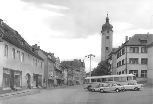 AK, Weida Thür., Markt mit Rathaus, Bus, 1986