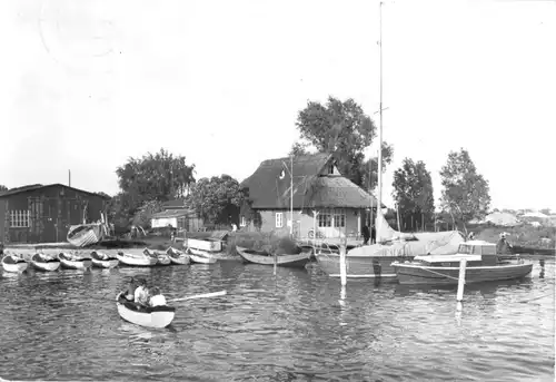 AK, Zinnowitz Usedom, Partie am Achterwasser, Boote, 1978