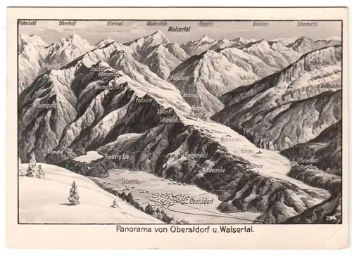 AK, Oberstdorf Allgäu, Panorama von Oberstdorf und Walsertal, um 1960