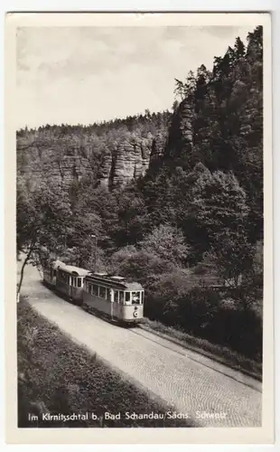 AK, Kirnitschtal bei Bad Schandau, Kirnitschtalbahn auf der Strecke, 1958