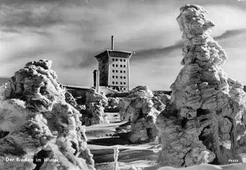 AK, Brocken Harz, Brocken im Winter, 1959