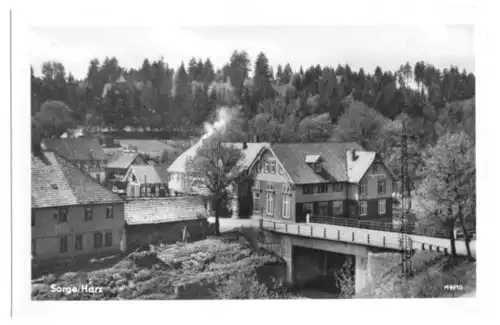 AK, Sorge Harz, Teilansicht mit Brücke, 1954