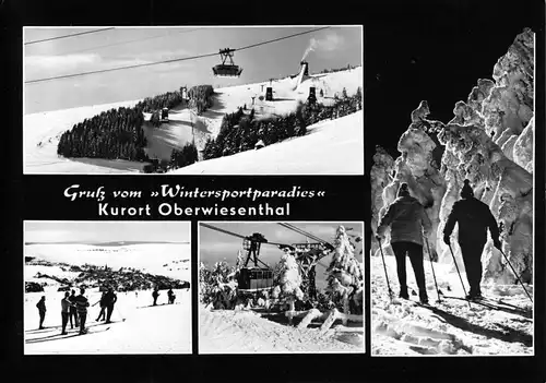 AK groß, Oberwiesenthal Erzgeb., vier Winteransichten