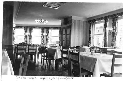 AK, Schöna Sächs. Schweiz, Linden-Café, Gastr., Echtf.
