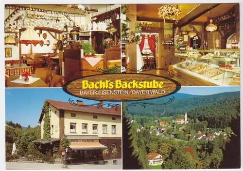 AK, Bayer. Eisenstein Bayer. Wald, Bachl's Backstube, vier Abb., um 1980