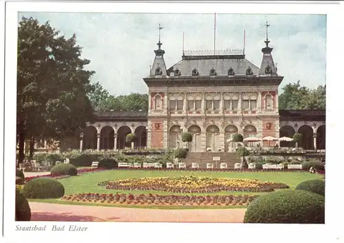 AK, Bad Elster, Kurhaus mit Kurhausplatz, 1957, früher DDR-Farbdruck