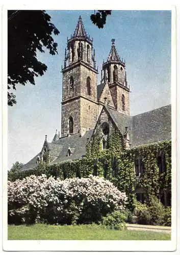 AK, Magdeburg, Blick zum Dom, früher DDR-Farbdruck, 1952