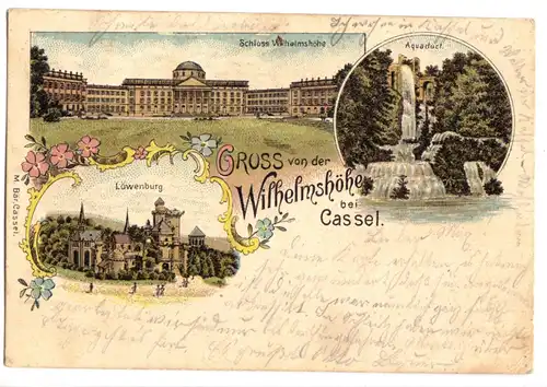 AK, Farblitho, Kassel Wilhelmshöhe, drei Abb., 1899