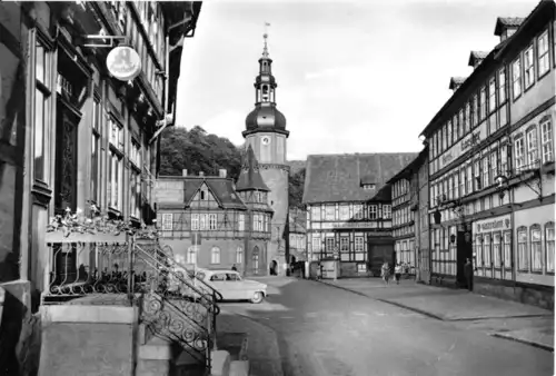 AK, Stolberg Harz,  Straßenpartie mit Marktturm, 1974