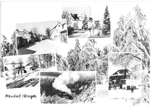 AK, Neudorf Erzgeb., fünf Winterabb., gestaltet, 1967