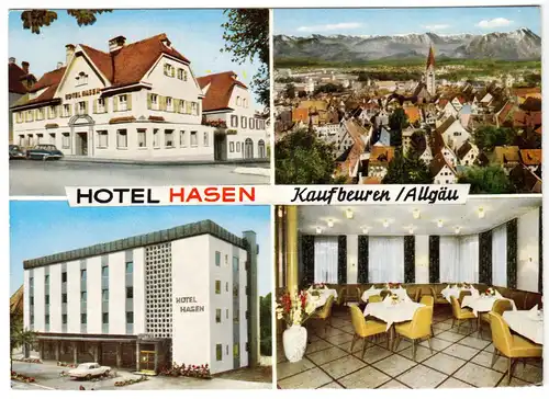 AK, Kaufbeuren Allgäu, Hotel Hasen, vier Abb., 1974