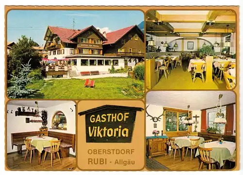 AK, Oberstdorf-Rubi, Restaurant - Café - Pension Viktoria, vier Abb., um 1978