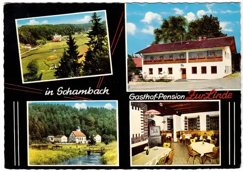 AK, Schambach Kr. Eichstätt, Gasthof - Pension "Zur Linde", vier Abb., 1966