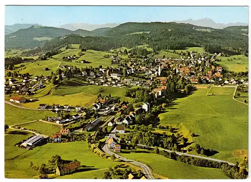 AK, Scheidegg Allgäu, Luftbildtotale, 1977