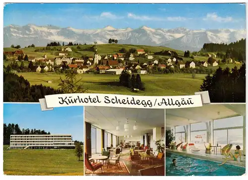 AK, Scheidegg Allgäu, Kurhotel Scheidegg, vier Abb., 1968