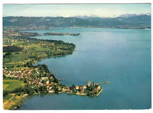 AK, Wasserburg Bodensee, Luftbildansicht, um 1968