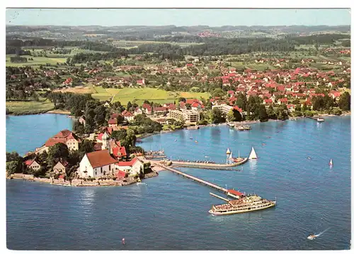 AK, Wasserburg Bodensee, Luftbildansicht, um 1977