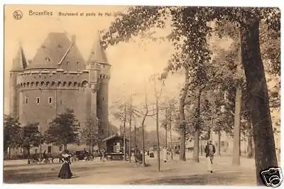 AK, Brüssel, Bruxelles, Boulevard et porte de Hal, 1915