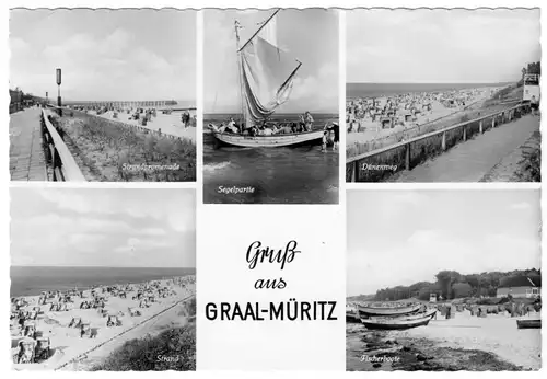 AK, Graal Müritz, fünf Abb., interessante Frankatur, 1960