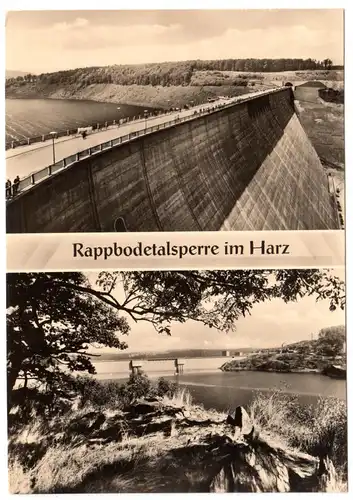 AK, Rappbodetalsperre im Harz, zwei Abb., Staumauer und Stausee, 1963