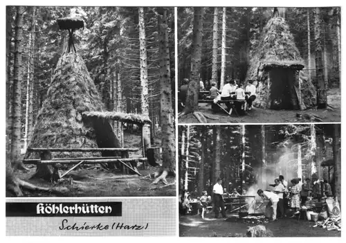 AK, Schierke Harz, Gaststätte Köhlerhütten, drei Abb., 1969