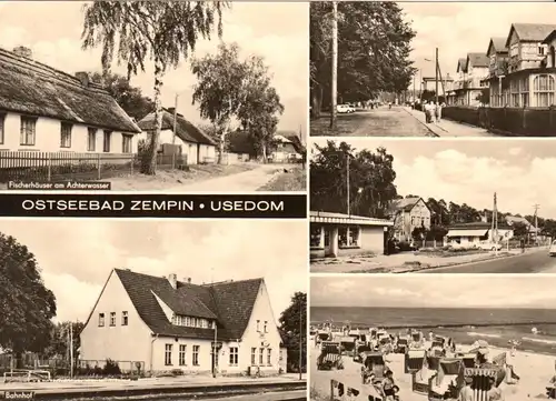 AK, Ostseebad Zempin auf Usedom, fünf Abb., u.a. Bahnhof, 1970