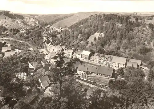 AK, Rübeland Harz, Teilansicht mit Bahnlinie, 1973