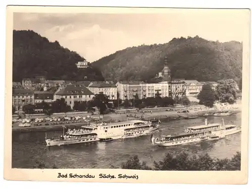 AK, Bad Schandau, Elbansicht mit Raddampfern, 1967