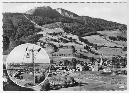 AK, Nesselwang im Allgäu, Teilansicht mit Alpspitze, Sessellift, um 1960