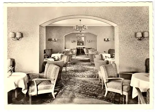 AK, Oberstdorf i. Allgäu, Konditorei-Café "Franziskus", Gastraum, um 1958