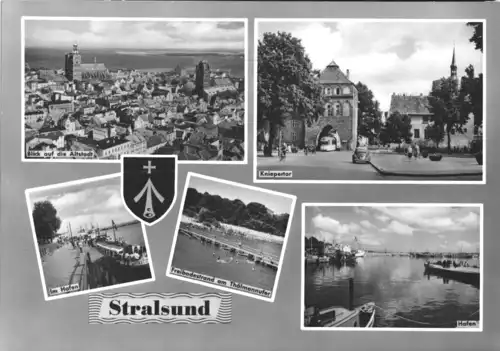 AK, Stralsund, fünf Abb., u.a. Freibad, 1967