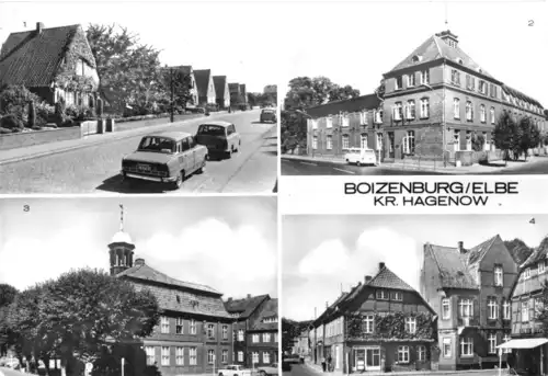 AK, Boizenburg Elbe, vier Abb., u.a. Krankenhaus, 1987