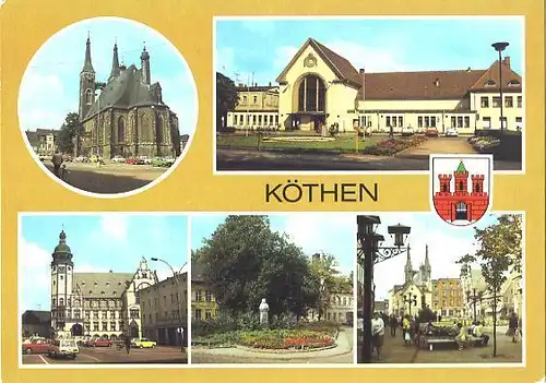 AK, Köthen, 5 Abb., u.a. J.-S.-Bach-Gedenkstätte, 1986