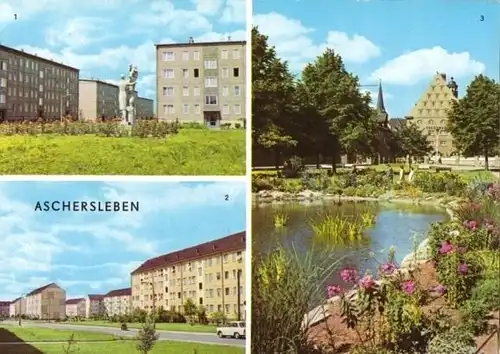 AK, Aschersleben, 3 Abb, u.a. Juri-Gagarin-Straße, 1976