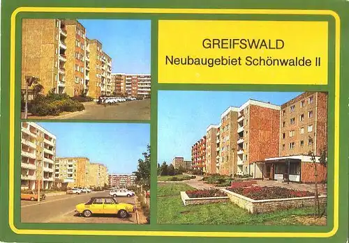 AK, Greifswald, Neubaugebiet Schönwalde II, 3 Abb, 1986