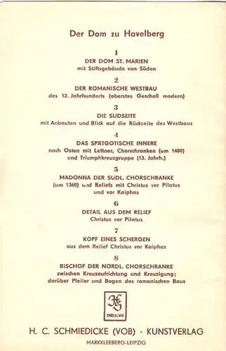 AK-Mappe mit 8 AK, Der Dom zu Havelberg, 1965