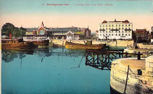 AK - Heft mit 12 farbigen AK, Boulogne-sur-Mer, Pas-de-Calais, um 1920