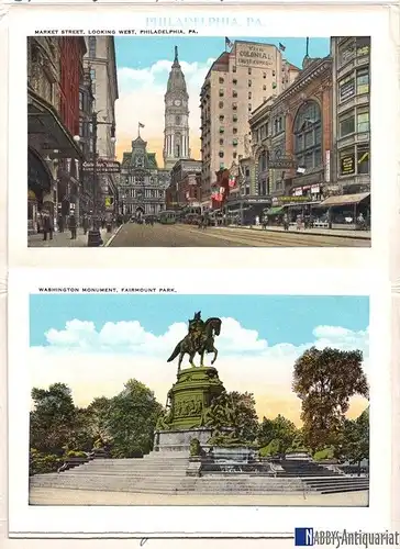 Souvenier-Folder, Leporello-Mappe, Philadelphia Penn., 18 Abb., 1929