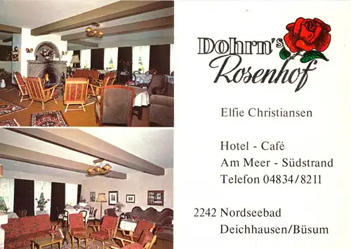 AK, Nordseebad Deichhausen Büsum, Dahrn's Rosenhof, zwei Abb., um 1980