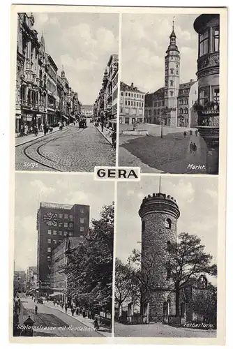 AK, Gera, vier innerstädtische Abb., um 1938