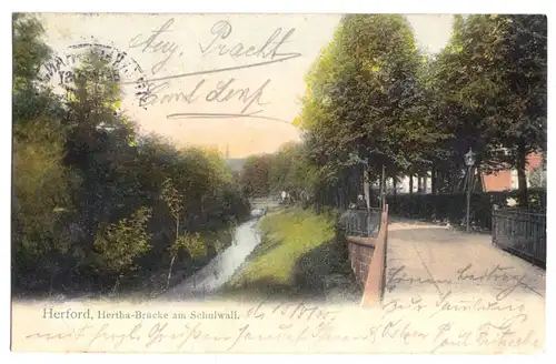 AK, Herford, Hertha-Brücke am Schulwall, 1905