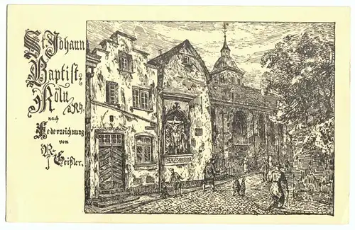AK, Köln, St. Johann Baptist, Künstlerkarte, R. Geißler, um 1923