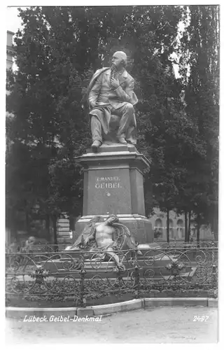 AK, Lübeck, Geibel-Denkmal, um 1926