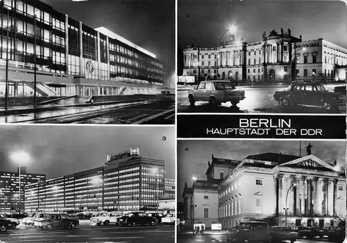 AK, Berlin Mitte, vier Nachtansichten, 1978