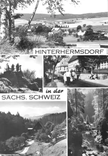 AK, Hinterhermsdorf Sächs. Schweiz, fünf Abb., 1980